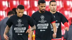Granada players wearing t-shirts in protest of the European Super League