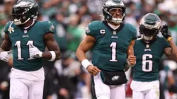 Jalen Hurts, A.J. Brown, and DeVonta Smith