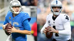 Jared Goff (left, Detroit Lions), Derek Car (rifght, Las Vegas Raiders) - NFL 2022