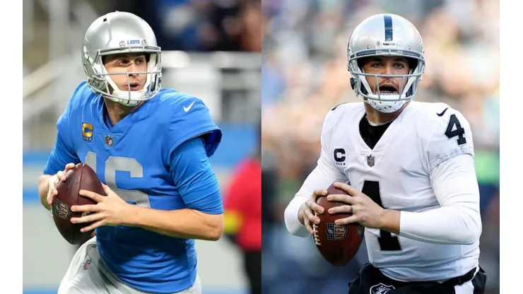 Jared Goff (left, Detroit Lions), Derek Car (rifght, Las Vegas Raiders) - NFL 2022