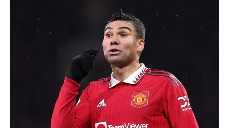 Casemiro with Manchester United during the 2022-2023 Premier League