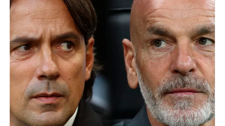 Simone Inzaghi of Inter and Stefano Pioli of Milan