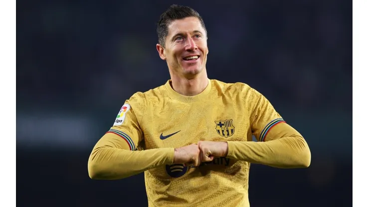 Robert Lewandowski of FC Barcelona during a match from La Liga