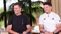 Tom Brady and Patrick Mahomes during The Match VI in 2022