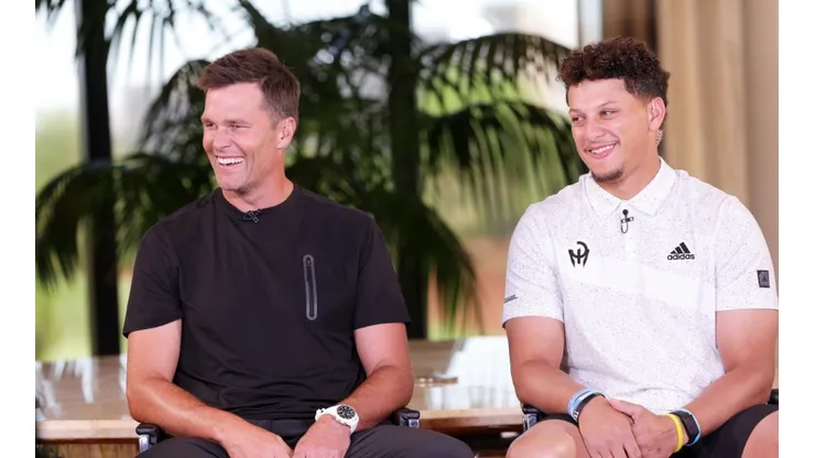 Tom Brady and Patrick Mahomes during The Match VI in 2022