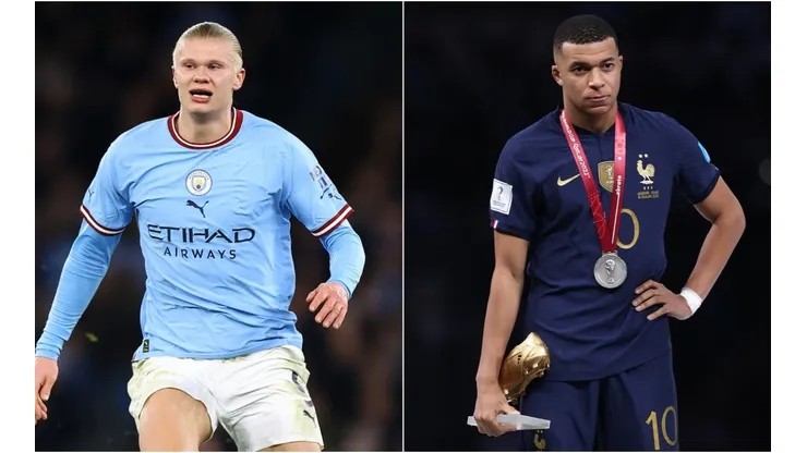 Erling Haaland (left) and Kylian Mbappe.