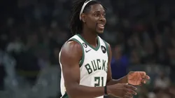 Jrue Holiday #21 of the Milwaukee Bucks