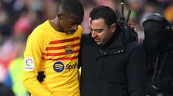 Ousmane Dembele and Xavi of Barcelona