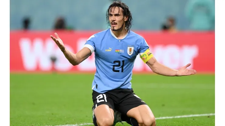 Edinson Cavani with Uruguay in the Qatar 2022 World Cup