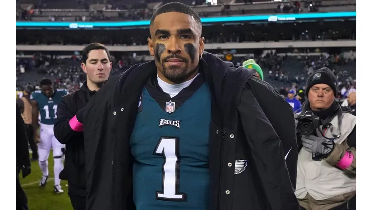 QB Jalen Hurts of the Eagles after the game vs the Giants in 2023