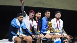 Argentine players during their World Cup victory parade.
