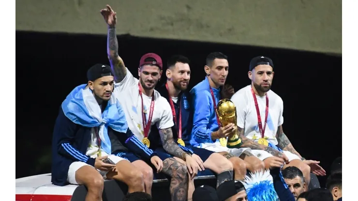Argentine players during their World Cup victory parade.