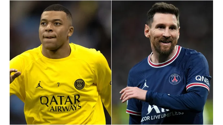 Kylian Mbappe and Lionel Messi of PSG