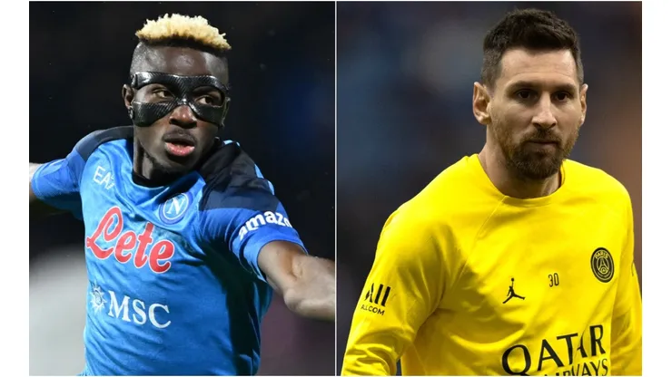 Victor Osimhen of Napoli and Lionel Messi of PSG