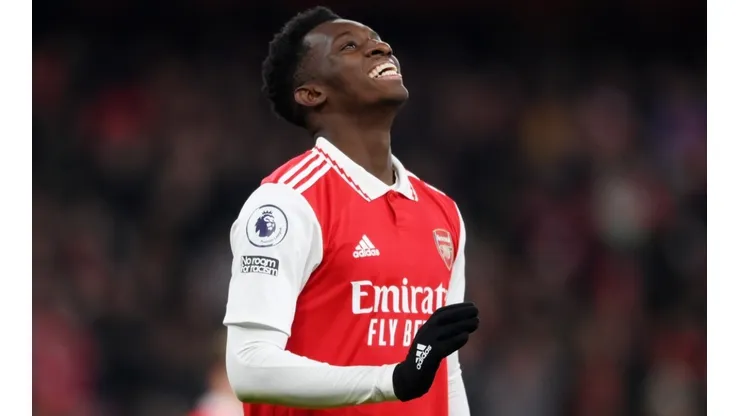 Eddie Nketiah of Arsenal during the Premier League match with Manchester United