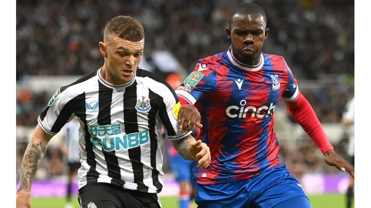 Kieran Trippier of Newcastle and Tyrick Mitchell of Crystal Palace