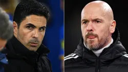 Mikel Arteta of Arsenal and Erik ten Hag of Manchester United