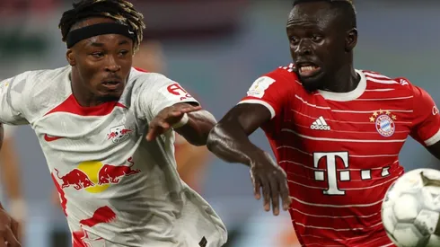 Mohamed Simakan of Leipzig and Sadio Mane of Bayern