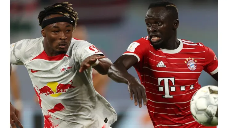 Mohamed Simakan of Leipzig and Sadio Mane of Bayern