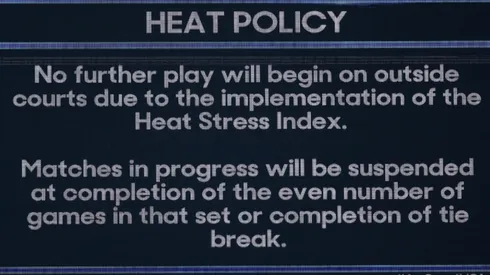 The extreme heat policy was applied in the Australian Open