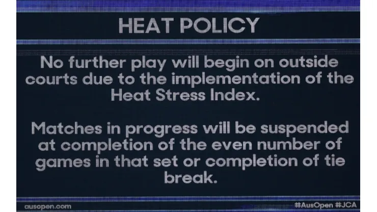The extreme heat policy was applied in the Australian Open