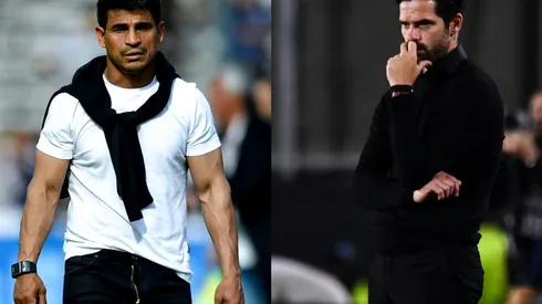 The coaches Hugo Ibarra of Boca (left) and Fernando Gago of Racing (right)