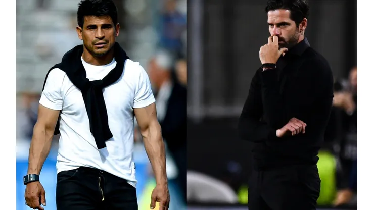 The coaches Hugo Ibarra of Boca (left) and Fernando Gago of Racing (right)