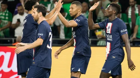 PSG players celebrating a goal.