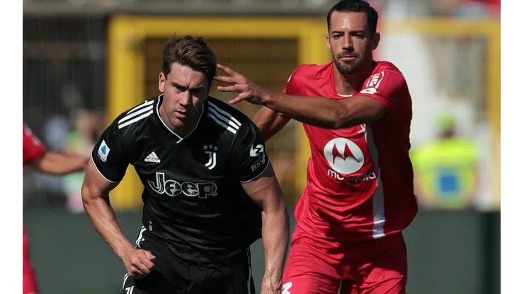 Dusan Vlahovic of Juventus and Pablo Mari of Monza