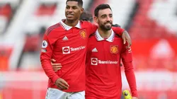 Marcus Rashford and Bruno Fernandes of Manchester United