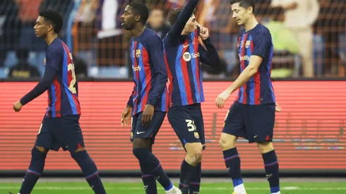 Gavi of FC Barcelona celebrates after scoring the teams first goal