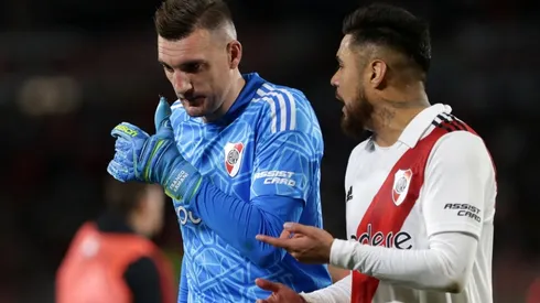 Franco Armani and Paulo Diaz of River Plate