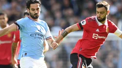 Ilkay Gundogan of Manchester City and Bruno Fernandes of Manchester United