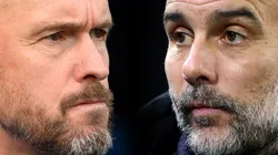 Erik ten Hag of Manchester United and Pep Guardiola of Manchester City