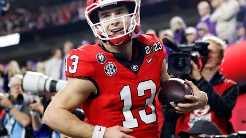 Stetson Bennett last season with the Bulldogs