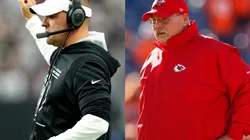 Josh McDaniels (left) and Andy Reid (right)