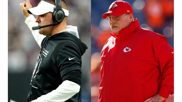 Josh McDaniels (left) and Andy Reid (right)