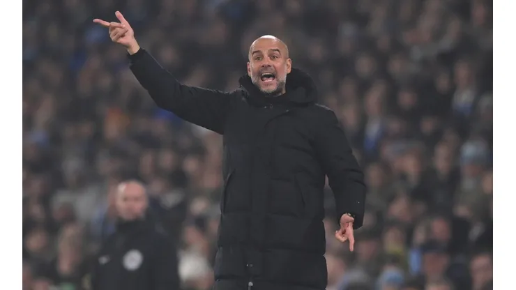 Manchester City's coach Josep Guardiola in a game vs Liverpool