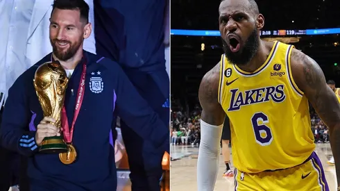 Lionel Messi of Argentina and LeBron James of the Los Angeles Lakers