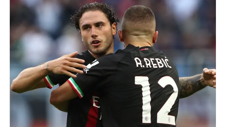 Davide Calabria and Ante Rebic of Milan