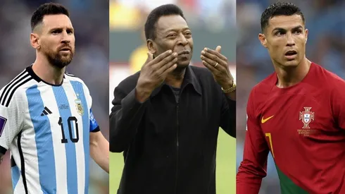 Lionel Messi, Pele and Cristiano Ronaldo (from left to right)