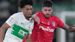 Johan Mojica of Elche and Rodrigo De Paul of Atletico Madrid