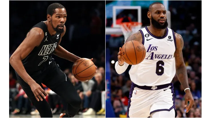 Kevin Durant of the Brooklyn Nets and LeBron James of the Los Angeles Lakers