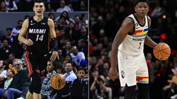 Tyler Herro of the Miami Heat and Anthony Edwards of the Minnesota Timberwolves