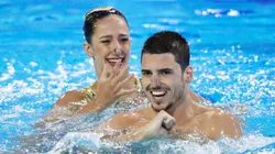Giorgio Minisini and Lucrezia Ruggiero of Italy at the FINA Artistic Swimming World Series Super Final