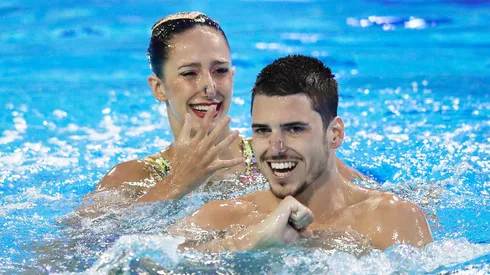 Giorgio Minisini and Lucrezia Ruggiero of Italy at the FINA Artistic Swimming World Series Super Final