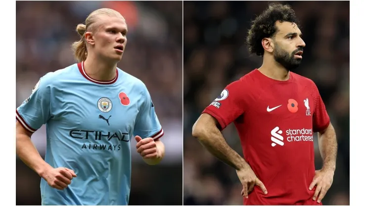 Erling Haaland of Manchester City and Mo Salah of Liverpool