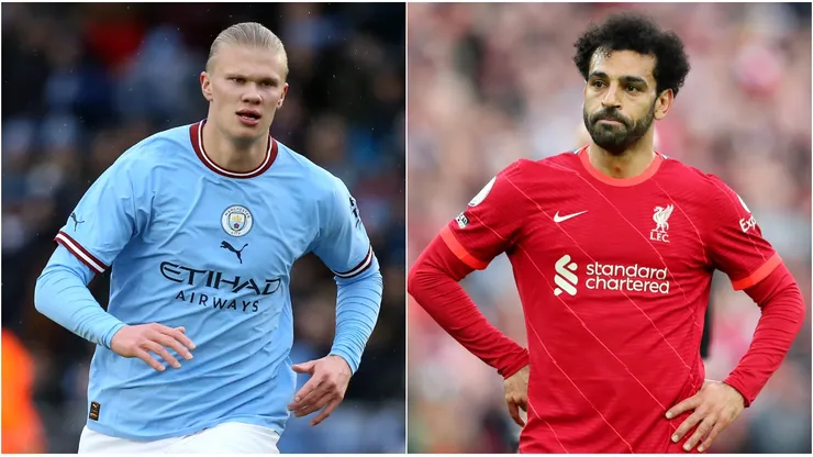 Erling Haaland of Manchester City and Mohamed Salah of Liverpool