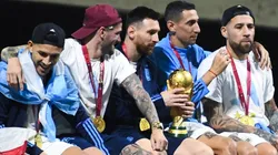 Argentine players celebrating the 2022 World Cup win at home.