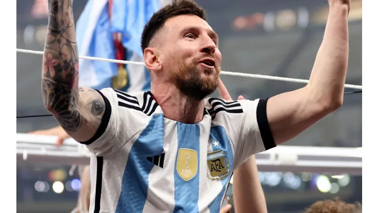 Lionel Messi wore the new jersey in the celebration of their win in Qatar 2022